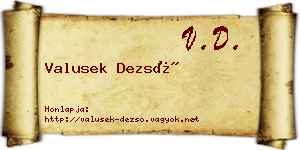 Valusek Dezső névjegykártya
